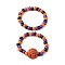 2Pcs 2 Styles Pumpkin Plastic Beaded Stretch Bracelet Sets, Halloween Stackable Bracelets, Mixed Color, Inner Diameter: 2 inch(5.1cm), 1pc/style