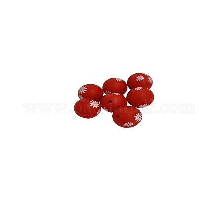 Круглые силиконовые бусины с принтом SI-JX0056A-133-1