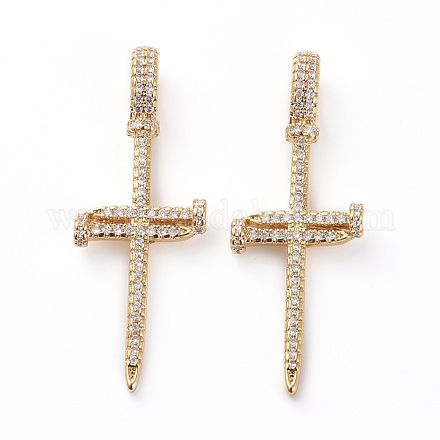 Латунные микропаве прозрачные подвески с фианитом ZIRC-L076-034G-1
