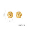 Stainless Steel Stud Earrings, Real 18K Gold Plated, Nuggets, 16.6x12mm