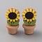 Sunflower Flowerpot Food Grade Eco-Friendly Silicone Beads, Camel, 30x15x14mm, Hole: 2mm