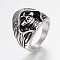 304 Stainless Steel Finger Rings, with Enamel, Skull, Antique Silver, 17~22mm