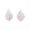 Iron Pendants, with Crystal Rhinestone inside, Teardrop, Platinum, 27x16x13.5mm, Hole: 1.2mm