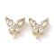 Brass Micro Pave Clear Cubic Zirconia Pendants Bail, Cadmium Free & Nickel Free & Lead Free, Butterfly, Real 18K Gold Plated, 7.5x7x4.5mm