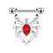 304 Stainless Steel Nipple Rings, Nipple Piercing Pin, Spider, Stainless Steel Color, 19mm, Pin: 1.6mm