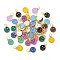 52Pcs 13 Colors Alloy Enamel Pendants, with 304 Stainless Steel Jump Rings, Flat Round with Smiling Face Charm, Mixed Color, 14.5x12x1.5mm, 4pcs/color