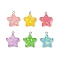 Transparent Resin Pendants, Star with Paillette, with Platinum Iron Loops, Mixed Color, 22.5x19.5x6mm, Hole: 2mm