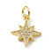Brass Micro Pave Cubic Zirconia Charms, Cadmium Free & Lead Free, with Jump Rings, Shining Star Charms, Real 18K Gold Plated, 13x11.5x2mm, Hole: 3.4mm
