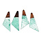 Transparent Resin & Walnut Wood Pendants, with Glitter Powder, Heart Charms, Light Sea Green, 59.5x20.5x3mm, Hole: 2mm