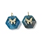 Natural Apatite Faceted Pendants, Hexagon Charms with Brass Pave Clear Cubic Zirconia Butterfly, Real 18K Gold Plated, Long-Lasting Plated, Rack Plating, 22x19x10mm, Hole: 3.5x2mm