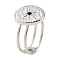 304 Stainless Steel Open Cuff Ring for Women, with Rhinestone, Flat Round, Stainless Steel Color, US Size 6(16.5mm)