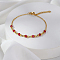 Stainless Steel Link Bracelets, Cable Chain Bracelets for Women, with Natural Carnelian, Real 18K Gold Plated, 7-7/8 inch(20cm)