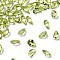 Faceted Natural Peridot Cabochons, Pointed Back, Teardrop Shape, 4x3x2mm