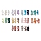 30Pcs 30 Styles 304 Mixed Gemstone Chip Beaded Connector Charms, with Stainless Steel Double Wire Loops, Stainless Steel Color, 29~30x9~12x7~8mm, Hole: 1.5~2mm, 1pc/style