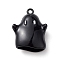 Halloween Spray Painted Alloy Pendants, Ghost Charm, Black, 21x17x8mm, Hole: 1.6mm