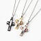 304 Stainless Steel Pendant Necklaces, with Lobster Claw Clasps, Cross, Mixed Color, 17.9 inch(45.6cm), Pendant: 28.5x18x4.5mm