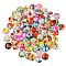 Flower Printed Glass Cabochons, Half Round/Dome, Mixed Color, 25x7mm, 100pcs/box