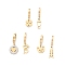 3 Pair 3 Style Heart & Bear & Fish & Clover Crystal Rhinestone Asymmetrical Earrings, Ion Plating(IP) 304 Stainless Steel Dangle Hoop Earrings for Women, Golden, 23~29mm, Pin: 1mm, 1 Pair/style