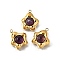 Natural Amethyst Pendants, 304 Stainless Steel Flower Charms, Real 18K Gold Plated, Ion Plating(IP), 16x13.5x5.5mm, Hole: 1.6mm