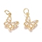 Brass Micro Pave Cubic Zirconia Pendants, with Jump Ring, Long-Lasting Plated, Butterfly, Clear, Golden, 10x11x2mm, Hole: 1.8mm