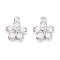 Rack Plating Brass Cubic Zirconia Charms, Long-Lasting Plated, Flower, Platinum, 13.5x10.5x3.5mm, Hole: 1.2mm