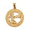 304 Stainless Steel Pendant Rhinestones Settings, Ion Plating(IP), Flat Round with Constellation, Golden, Virgo, Fit 1.8mm Rhinestones, 29x25.5x3.5mm, Hole: 4.5x3mm