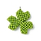 Glass Seed Beaded Clover Pendants, with Jump Ring, Yellow Green, 28.5x27.5x5.5mm, Hole: 3mm