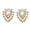Brass Micro Pave Clear Cubic Zirconia Pendants, Cadmium Free & Nickel Free & Lead Free, Leaf, Gold, 23x18x4mm, Hole: 1.8mm