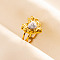304 Stainless Steel Cuff Ring for Unisex, Fashion Adjustable Love Heart Ring, Golden, Inner Diameter: 17mm
