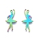 Ion Plating(IP) 201 Stainless Steel Pendant, Ballet Girl Charms, Rainbow Color, 29x14x1.5mm, Hole: 1.5mm