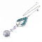 Natural Turquoise Big Pendants, with Platinum Brass Chain Extender and Findings, Plating Glass Flat Round & Flower, Clear AB Color, Teardrop with Tree of Life, 155mm, Hole: 3.5mm