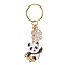 Snowflake & Panda Alloy Enamel Pendant Keychains, with Iron Split Key Rings, Golden, 8.1cm, Pendant: 29x27x1.5mm