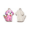 Alloy Enamel Pandants, Lead Free & Cadmium Free,  Platinum, Dog Charm, Pink, 21.5x16x2mm, Hole: 1.8mm