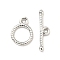 Brass Toggle Clasps, Cadmium Free & Lead Free, Ring, Platinum, Ring: 10x7.5x1mm, Inner Diameter: 5.5mm, Hole: 1.2mm,  Bar: 15x4x1.5mm, Hole: 1.2mm