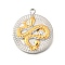 304 Stainless Steel & Rhinestone Pendants, Golden & Stainless Steel Color, Snake, 19x16.5x3mm, Hole: 1.6mm