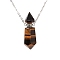 Natural Tiger Eye Bullet Perfume Bottle Necklaces, with Alloy Cable Chains, 17.72 inch(45cm)