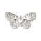 Brass Pave Clear Cubic Zirconia Links, Cadmium Free & Nickel Free & Lead Free, Butterfly, Platinum, 13.5x24.5x4.5mm, Hole: 1mm