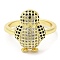 Penguin Cubic Zirconia Adjustable Rings, Rack Plating Brass Rings for Women, Golden, Inner Diameter: 18mm