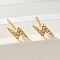 S925 Sterling Silver Cubic Zirconia Lightning Stud Earrings, Chic Style, Golden, 7x4mm