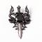 316L Surgical Stainless Steel Pendants, with Rhinestone, Sword with Dragon, Antique Silver, 45x28x7mm, Hole: 6x5mm