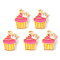 Alloy Enamel Pendants, Light Gold, Cadmium Free & Lead Free, Cake, Hot Pink, 17x13x2mm, Hole: 1.4mm