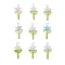 Glass Seed Beads with Imitation Austrian Crystal Beads and 304 Stainless Steel Flat Head Pins and Handmade Lampwork Beads and Iridescent Acrylic Bead Caps Pendants, Flower, Spring Green, 27x14x12mm, Hole: 3mm
