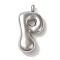 Non-Tarnish Ion Plating(IP) 304 Stainless Steel Pendants, Balloon Letter Charm, Stainless Steel Color, Letter P, 25.5x13x6mm, Hole: 2mm