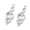 Non-Tarnish 201 Stainless Steel Links, Manual Polishing, Musical Note, Stainless Steel Color, 26x10x1.5mm, Hole: 1.5mm