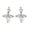 Brass Micro Pave Cubic Zirconia Pendants, Cadmium Free & Nickel Free & Lead Free, Flower, Platinum, 22x14.5x4mm, Hole: 1.5mm