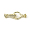 Brass Micro Pave Clear Cubic Zirconia Fold Over Clasps, Cadmium Free & Nickel Free & Lead Free, Oval, Real 14K Gold Plated, 27mm