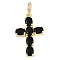 Rack Plating Brass Cubic Zirconia European Dangle Charms, Cross Large Hole Pendants, Real 18K Gold Plated, Long-Lasting Plated, Cadmium Free & Lead Free, Black, 45mm, Hole: 5.5x4mm