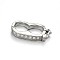 Rack Plating Brass Micro Pave Cubic Zirconia Twister Clasps, Lead Free & Cadmium Free, Platinum, 19x9.5x3mm