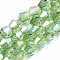 Electroplate Glass Beads Strands, AB Color Plated, Faceted, Bicone, Light Green, 7.5~8x7.5~8mm, Hole: 1.5mm, about 38~39pcs/strand, 28~29cm