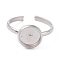 Non-Tarnish 304 Stainless Steel Cuff Rings Components, Pad Ring Base Findings, Flat Round, Stainless Steel Color, Tray: 8mm, 2~9.5mm, US Size 6 1/2(16.9mm)